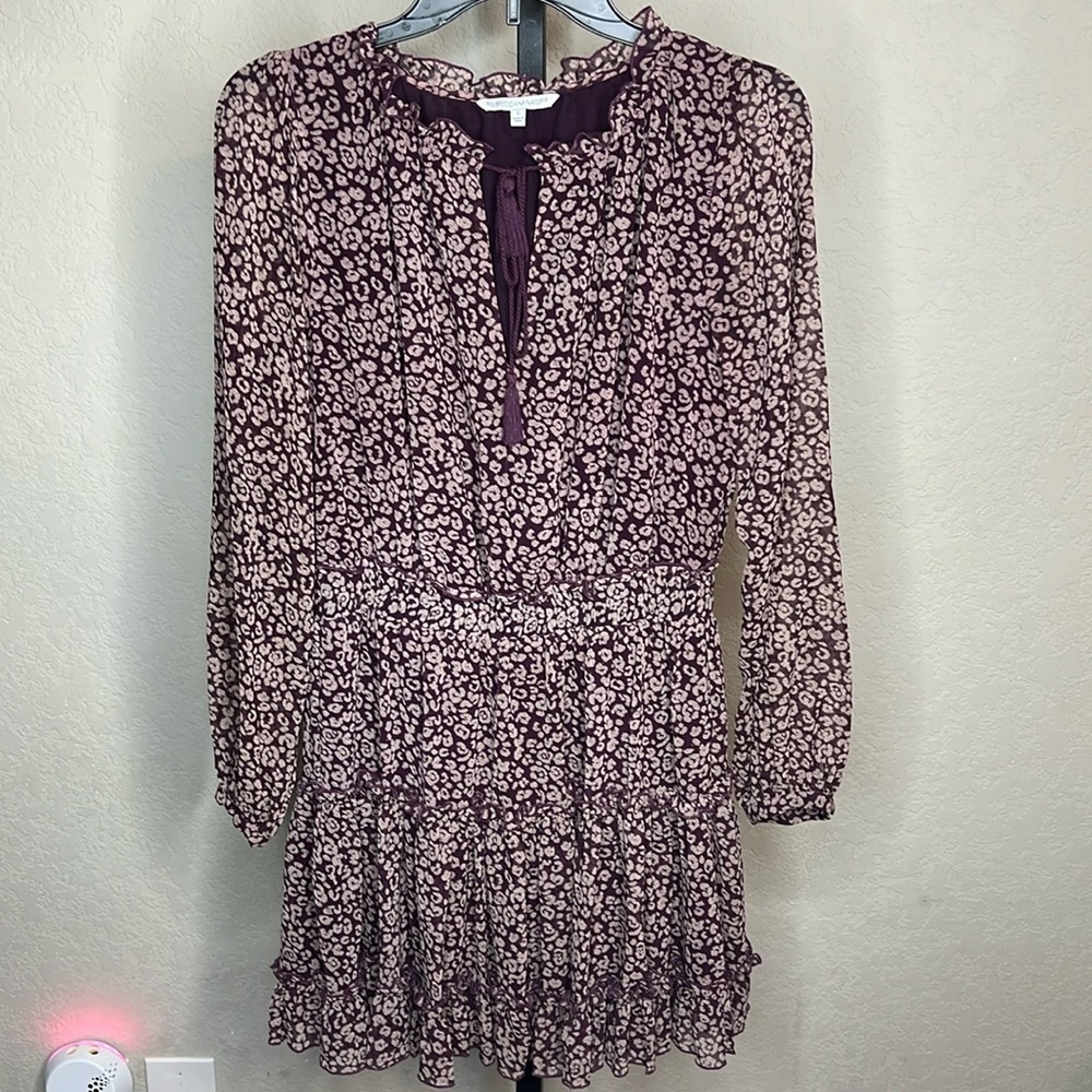 196 - Rebecca Minkoff NWOT Purple, Tan Animal Print Animal Dress, Size Small